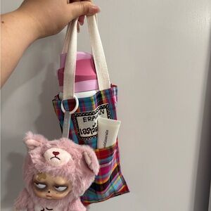 Plaid water bottle boba tea tote bag form Thailand